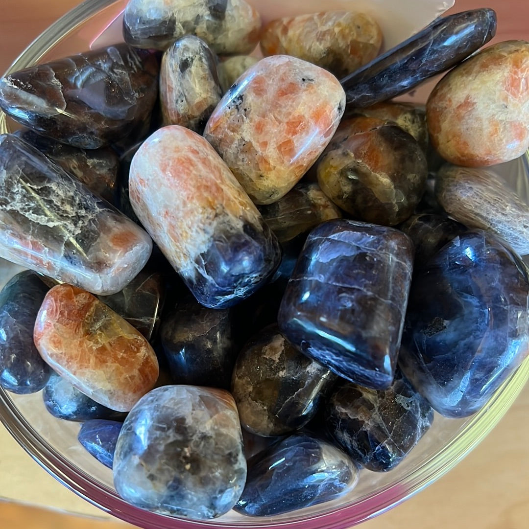 Sunstone & iolite tumble stones MMM